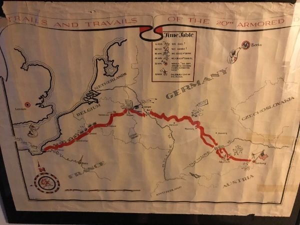 map - Als And Travails Of The 20 Armored Time Table Berlin w sem 4W Netherlands Germany Belgium Czechoslovakia Austria