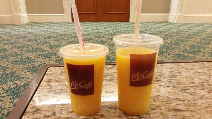 mcdonalds large orange juice same amount as medium orange juice