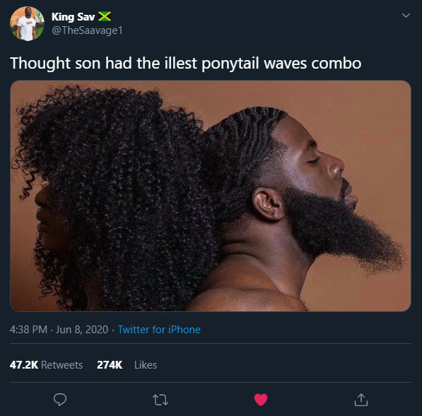 human - King Sav X Thought son had the illest ponytail waves combo Twitter for iPhone 27