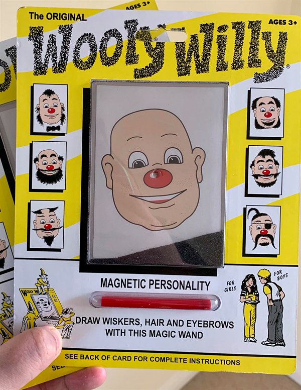 wooly willy - Ages 3 The Original Ages 3 Wooly Willy For Boys Magnetic Personality For Girls Draw Wiskers, Hair And Eyebrows With This Magic Wand See Back Of Card For Complete Instructions Se