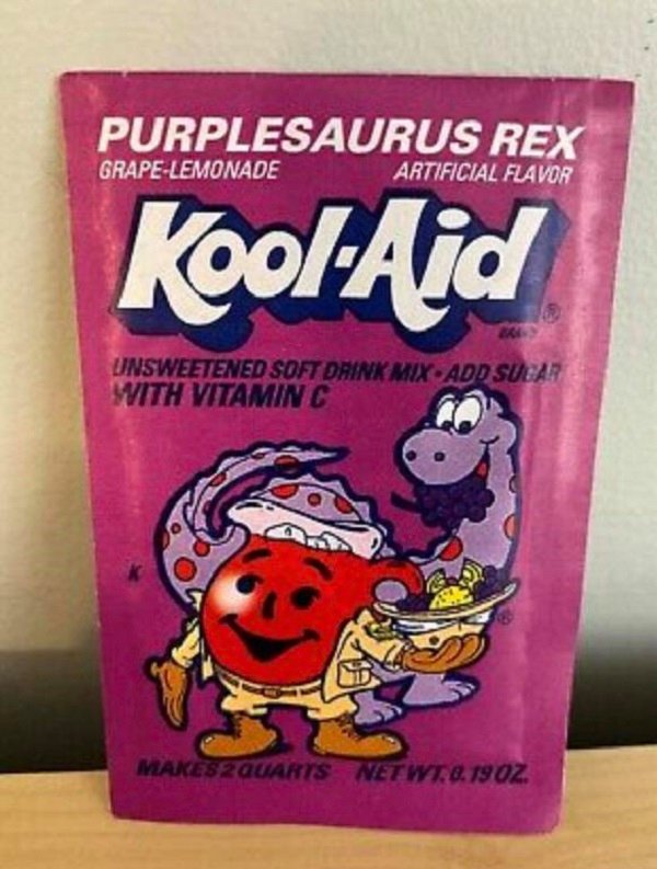 kool aid purplesaurus rex - Purplesaurus Rex GrapeLemonade Artificial Flavor KoolAid Unsweetened Soft Drink Mix Add Sular With Vitamin C Makes 2 Quarts Net Wt. 0.19 Oz.
