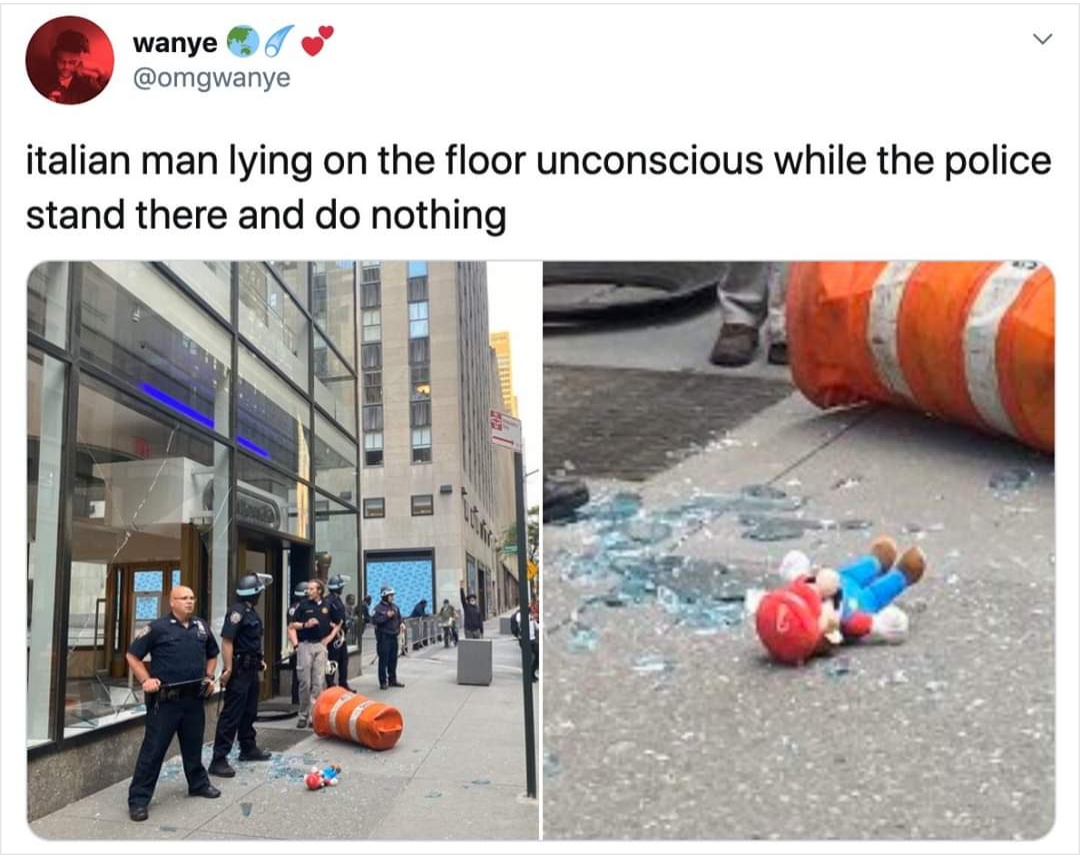 wanye italian man lying on the floor unconscious while the police stand there and do nothing