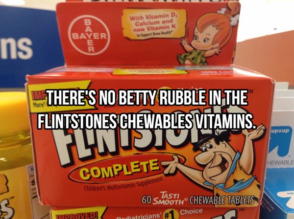 snack - B A Bayer E With Vitamin D, Calcium and now Vitamin K ns More There'S No Betty Rubble In The Flintstones Chewables Vitamins. upaup Flnistus Hewable Completer Children's Multivitamin Supplement es Tasti 60 Smooth Chewable Tablets pediatricians' Imp