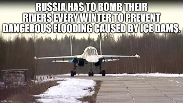 Russia Has To Bomb Their Rivers Every Winter To Prevent Dangerous Flooding Caused By Ice Dams.