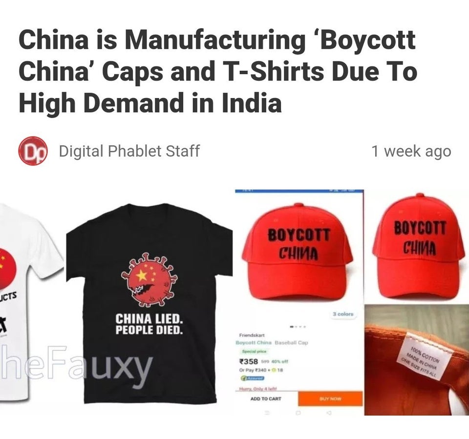 boycott china shirts made in china - China is Manufacturing 'Boycott China' Caps and TShirts Due To High Demand in India Dp Digital Phablet Staff 1 week ago Boycott Chima Boycott Chima Jcts 3 colors China Lied. People Died. Friendskant Boycott China Baseb
