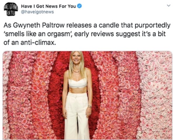 Gwyneth Paltrow’s New Candle Smells Like Her Orgasm. See The Best Reactions And Memes.