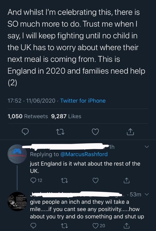 screenshot - And whilst I'm celebrating this, there is So much more to do. Trust me when | say, I will keep fighting until no child in the Uk has to worry about where their next meal is coming from. This is England in 2020 and families need help 2 1106202