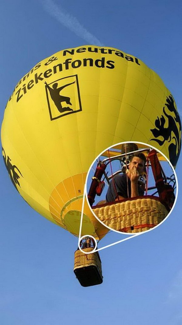 hot air ballooning someone giving the middle finger