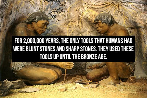 stone age - For 2,000,000 Years, The Only Tools That Humans Had Were Blunt Stones And Sharp Stones. They Used These Tools Up Until The Bronze Age.