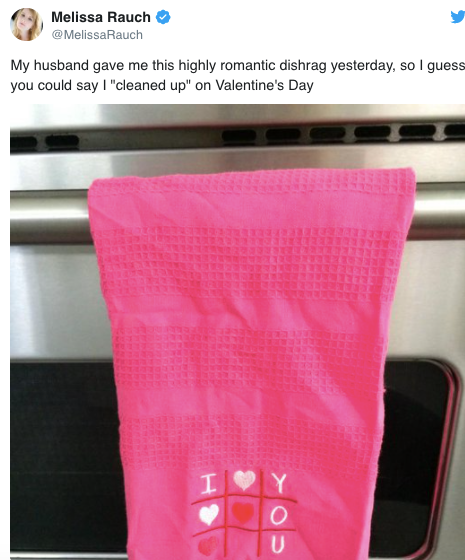 husband got wife cheap dish towel for valentine's day