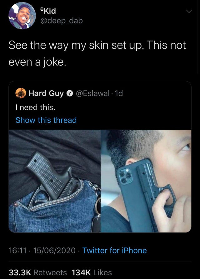 3d gun phone case - Kid See the way my skin set up. This not even a joke. Hard Guy O . 1d I need this. Show this thread 15062020 Twitter for iPhone