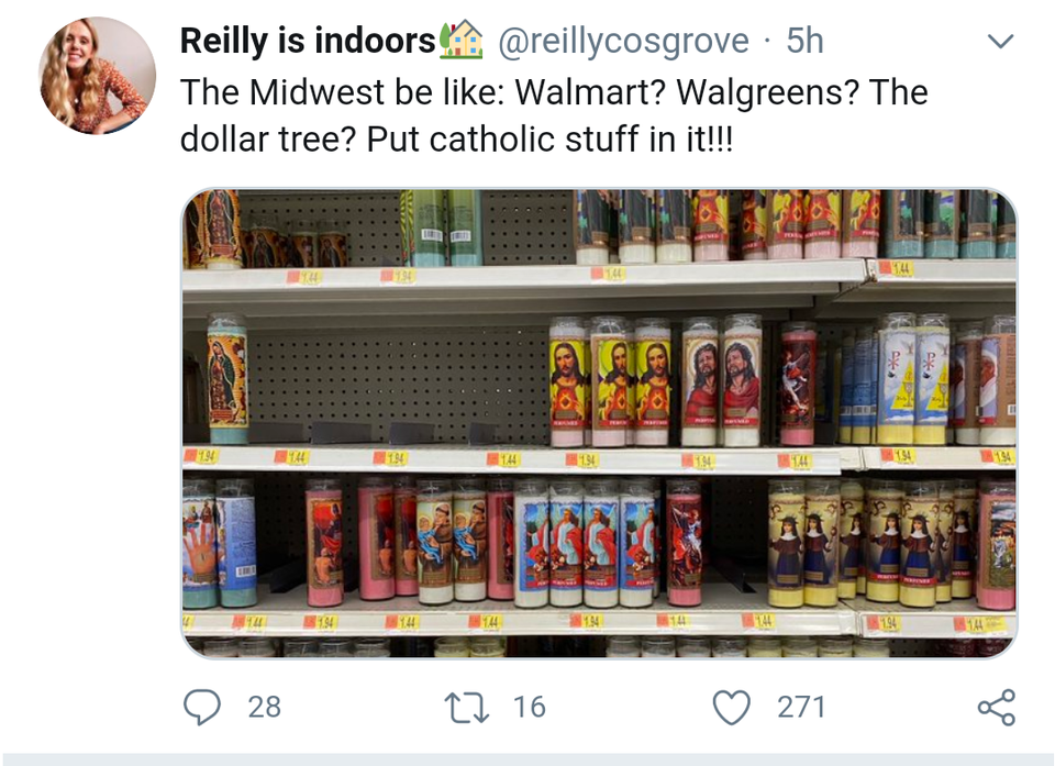 shelf - Reilly is indoors 5h The Midwest be Walmart? Walgreens? The dollar tree? Put catholic stuff in it!!! En A101 28 12 16 271 8