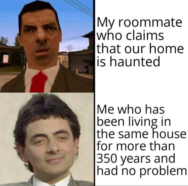 mr bean wtf - My roommate who claims that our home is haunted Me who has been living in the same house for more than 350 years and had no problem