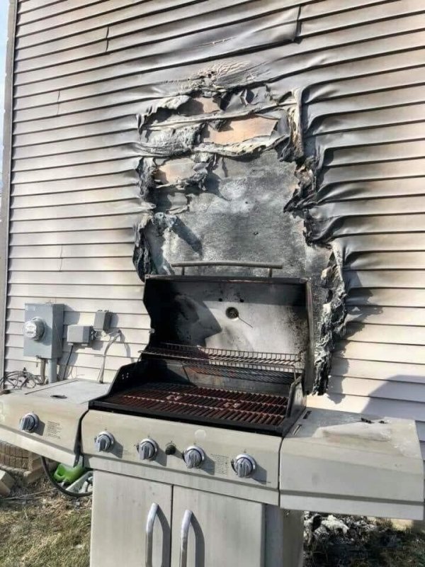 grill vinyl siding burnt melted