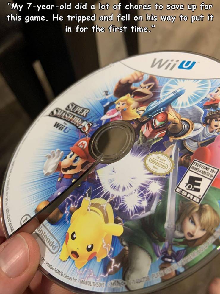 toy - Lid.I Bandai Namco Games Inc.Monolithsoft140473 Fursas "My 7yearold did a lot of chores to save up for this game. He tripped and fell on his way to put it in for the first time." WiU Super Smash Bras Wii U Official Nintendo Everyone 10 Buttu 105 Esr