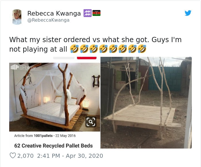 Rebecca Kwanga mEE What my sister ordered vs what she got. Guys I'm not playing at all 99999999 EPSPalers Abroas Article from 1001pallets 62 Creative Recycled Pallet Beds 2,070