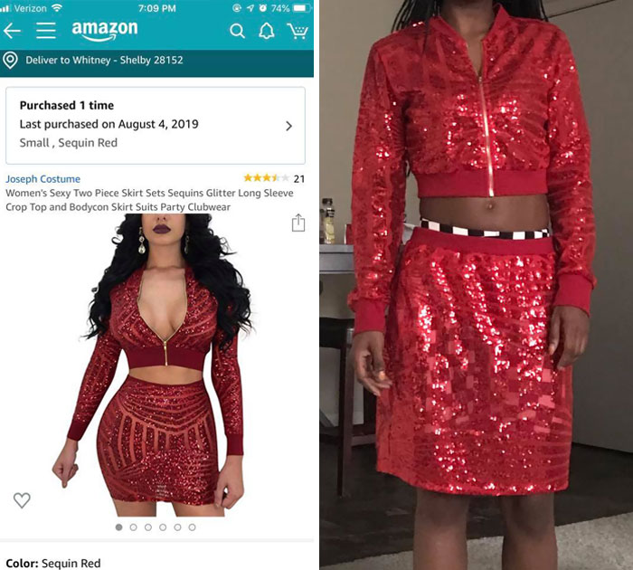 expectations reality red clothes - Verizon 40 74% amazon Deliver to Whitney Shelby 28152 Q Oe Purchased 1 time Last purchased on Small, Sequin Red Joseph Costume 21 Women's Sexy Two Piece Skirt Sets Sequins Glitter Long Sleeve Crop Top and Bodycon Skirt S