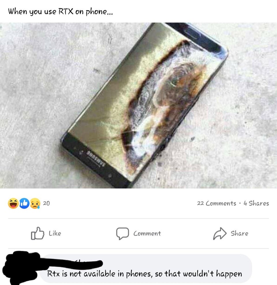 samsung galaxy note 7 explosion - When you use Rtx on phone... Harve 20 22 4 Comment Rtx is not available in phones, so that wouldn't happen