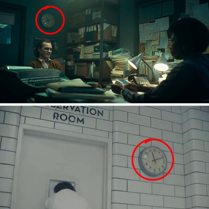 Joker. Every clock in this film is set to 11:11. Fans have many theories about this. One of them says that the clock doesn’t move because everything is happening in Arthur’s head.