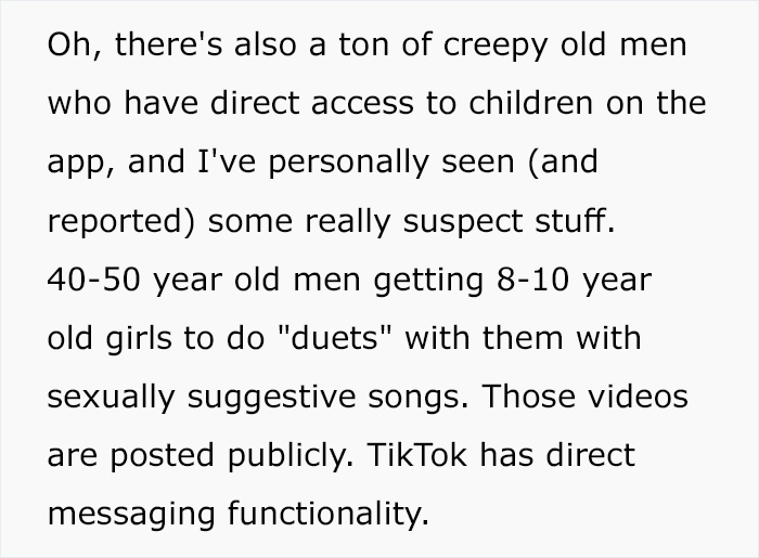 handwriting - Oh, there's also a ton of creepy old men who have direct access to children on the app, and I've personally seen and reported some really suspect stuff. 4050 year old men getting 810 year old girls to do "duets" with them with sexually sugge