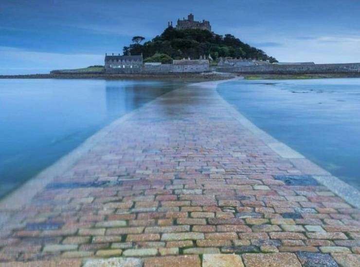 This slightly submerged yellow brick road looks like something out of a fairy tale.