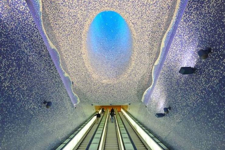 This is a subway station in Naples, Italy.