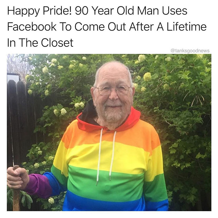 Coming out - Happy Pride! 90 Year Old Man Uses Facebook To Come Out After A Lifetime In The Closet