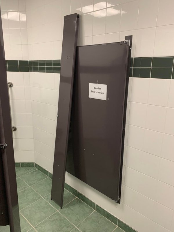 toilet - Caution Door is broken