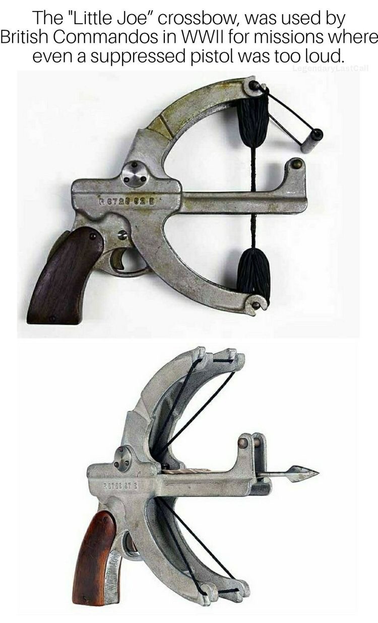 covert weapons - The "Little Joe" crossbow, was used by British Commandos in Wwii for missions where even a suppressed pistol was too loud. 46728 82 B 33783 313