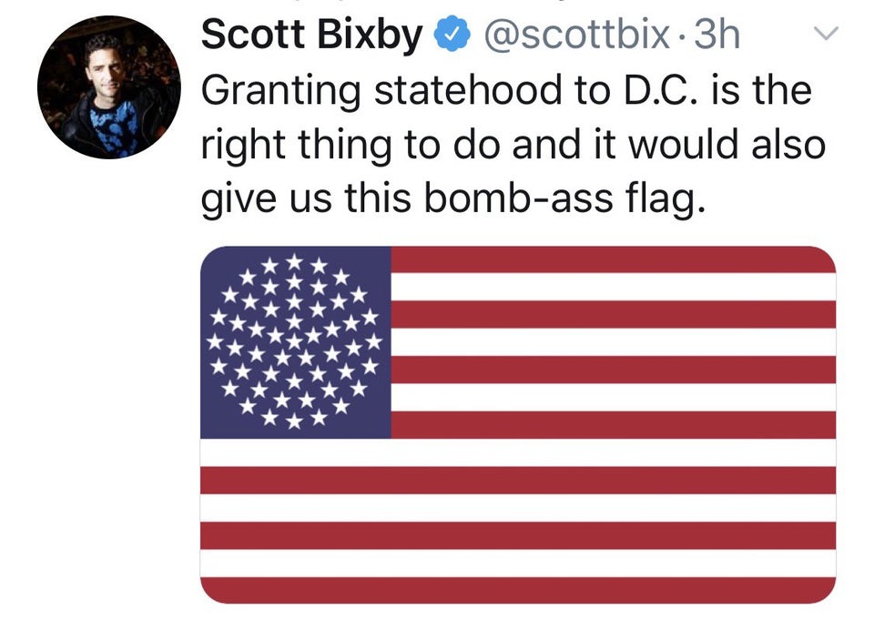 point - Scott Bixby . 3h Granting statehood to D.C. is the right thing to do and it would also give us this bombass flag.