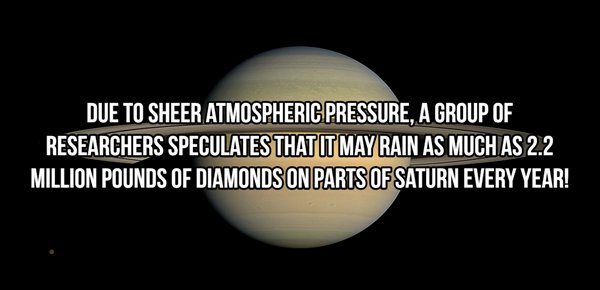 1 oak - Due To Sheer Atmospheric Pressure, A Group Of Researchers Speculates That It Mayrain As Much As 2.2 Million Pounds Of Diamonds On Parts Of Saturn Every Year!