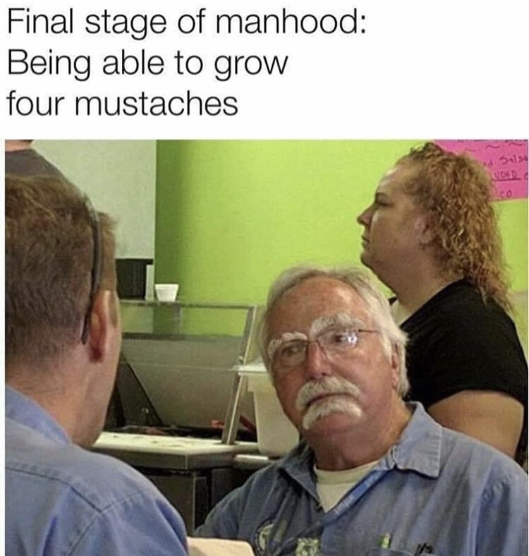 two mustache meme - Final stage of manhood Being able to grow four mustaches das