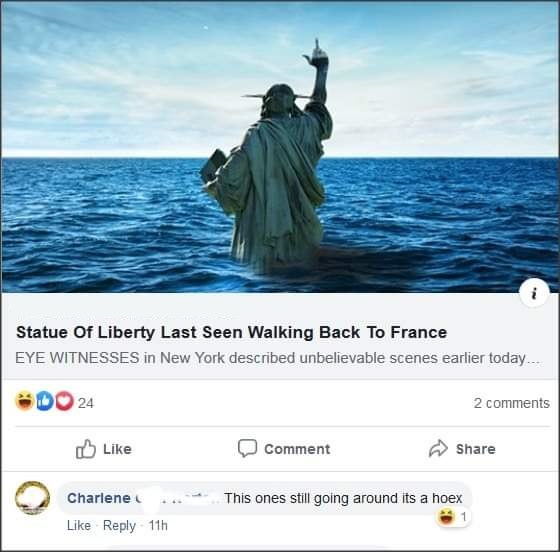 statue of liberty - Statue of Liberty Last Seen Walking Back To France Eye Witnesses in New York described unbelievable scenes earlier today... 24 2 Comment This ones still going around its a hoex Charlene 11h