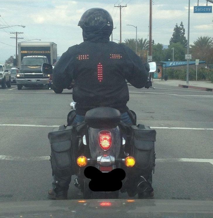 biker jacket with turn signal lights on it