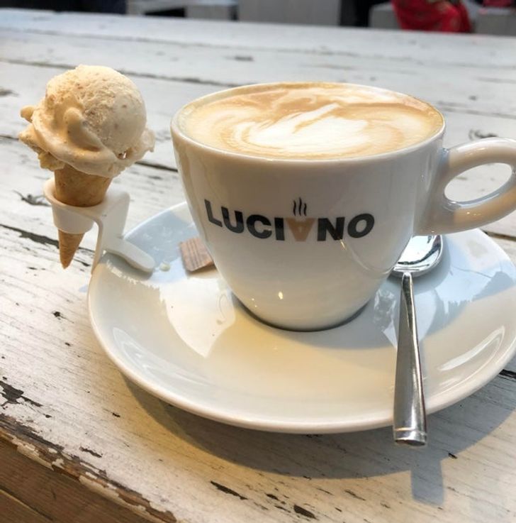 cappuccino saucer with ice cream holder