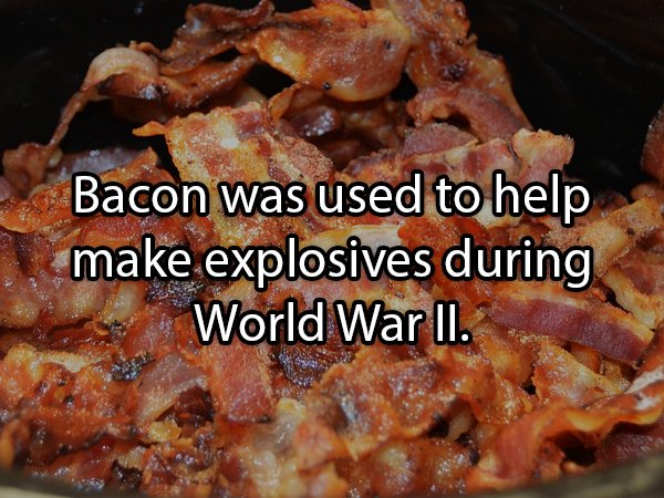 Bacon - Bacon was used to help make explosives during World War Ii.