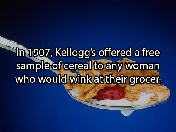 junk food - In 1907, Kellogg's offered a free sample of cereal to any woman who would wink at their grocer