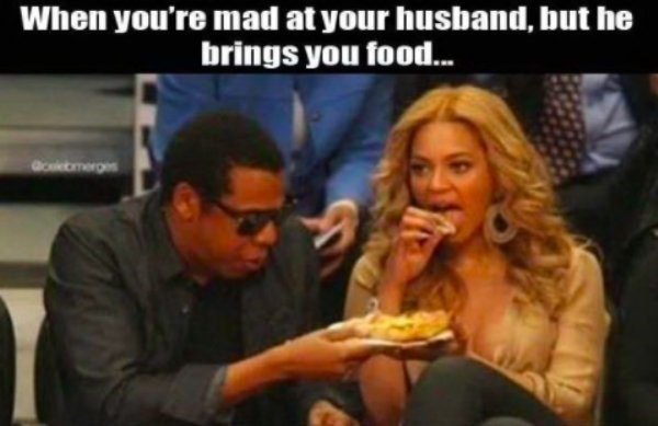 jay z eating - When you're mad at your husband, but he brings you food... Gemerom