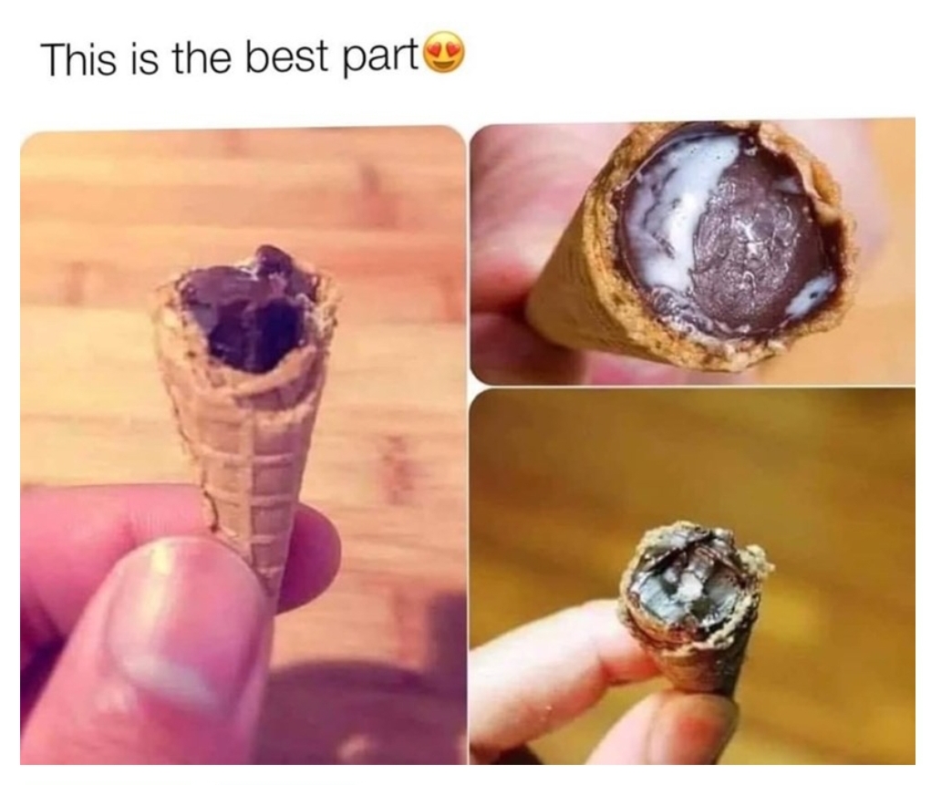 This is the best part bottom of ice cream cone