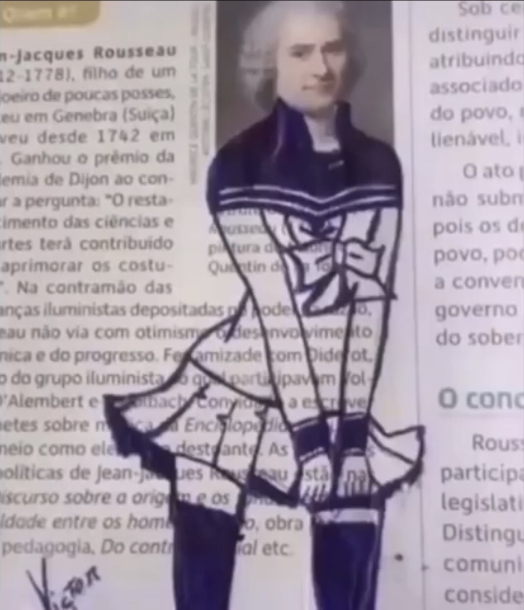 blursed history sailor moon drawing on historical figure in textbook