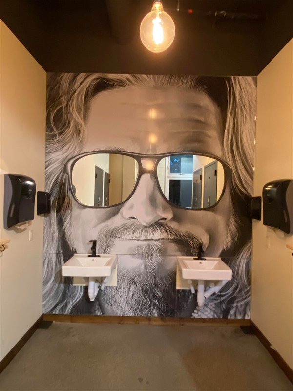 the dude sunglasses face bathroom mirrors