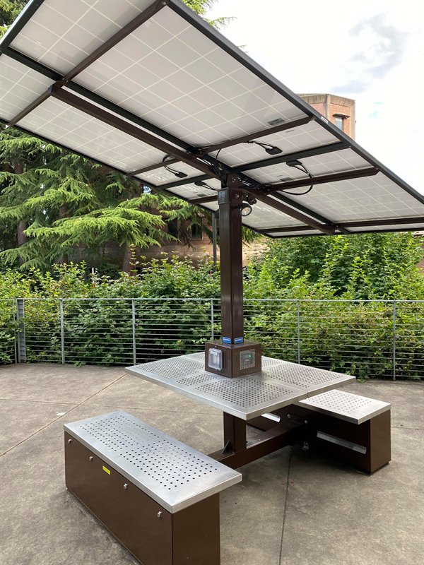 solar panel shade for outdoor seating