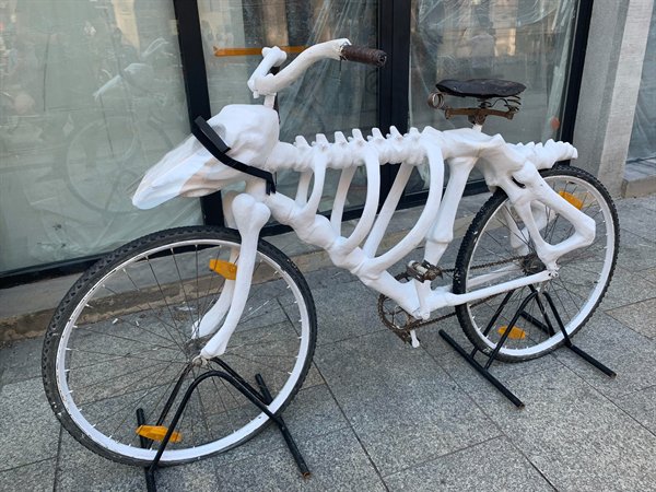 bicycle with animal skelton for frame