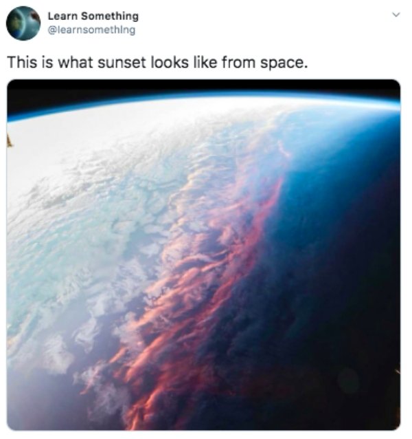 sunset looks like from space - Learn Something This is what sunset looks from space.