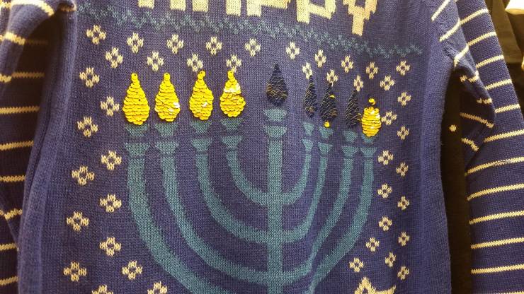 hanukkah sweater sequin candles - % #