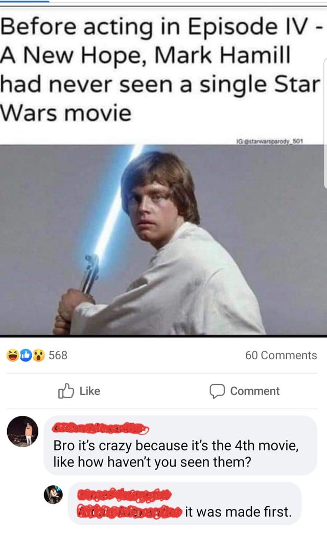 mark hamill star wars new hope - Before acting in Episode Iv A New Hope, Mark Hamill had never seen a single Star Wars movie Ig 501 568 60 Comment candingan Bro it's crazy because it's the 4th movie, how haven't you seen them? staneleri non internantino i