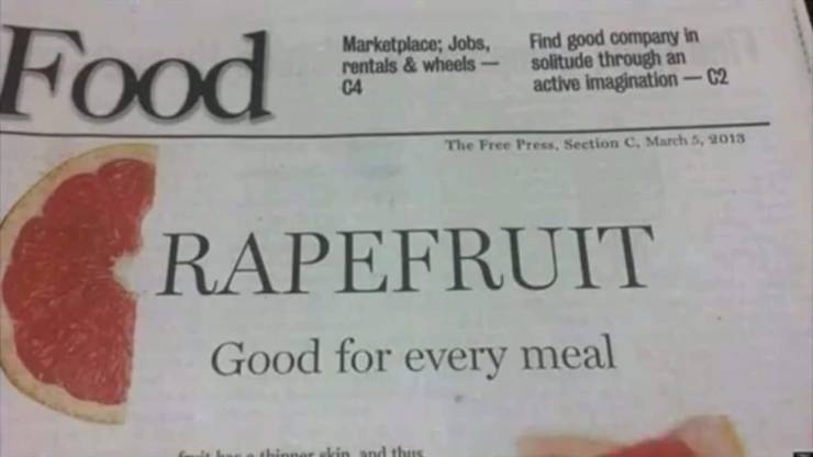 rapefruit newspaper headline grapefruit