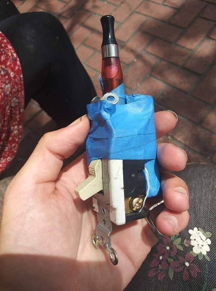 vape pen made from light switch and tape