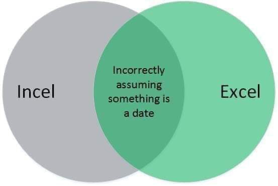 circle - Incel Incorrectly assuming something is a date Excel