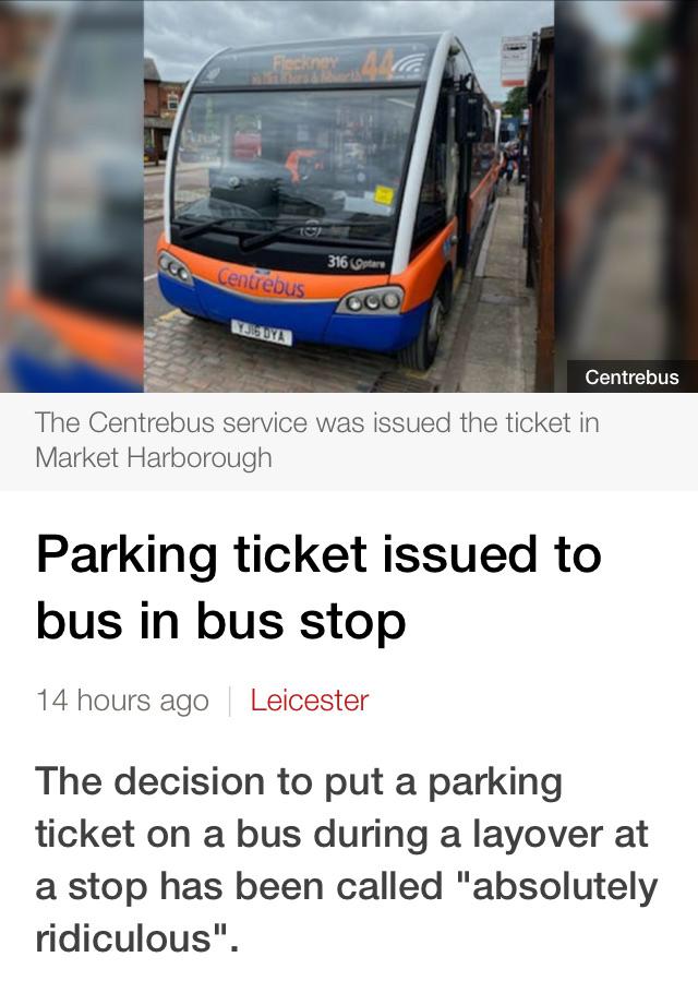 vehicle - Flickr So 316 Oplan Centrebus Ooo Centrebus The Centrebus service was issued the ticket in Market Harborough Parking ticket issued to bus in bus stop 14 hours ago Leicester The decision to put a parking ticket on a bus during a layover at a stop